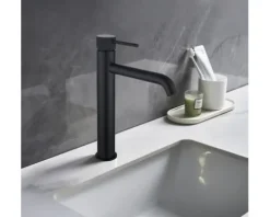form&style Waschtischarmatur für Aufsatzwaschbecken KUDA XL schwarz matt mit Push-Open-Ablaufventil