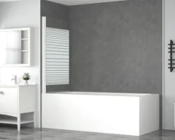 form&style Badewannenaufsatz 1-teilig ABETO 75 x 140 cm Glasdekor Querstreifen Profilfarbe weiß