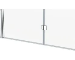form&style Badewannenaufsatz 2-teilig CABIA 1120 x 1400 mm Glasdekor Querstreifen Profilfarbe chrom