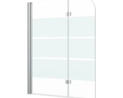 form&style Badewannenaufsatz 2-teilig CABIA 1120 x 1400 mm Glasdekor Querstreifen Profilfarbe chrom