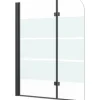 form&style Badewannenaufsatz 2-teilig CABIA 1120 x 1400 mm Glasdekor Querstreifen Profilfarbe schwarz