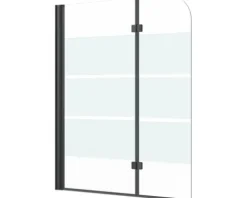 form&style Badewannenaufsatz 2-teilig CABIA 1120 x 1400 mm Glasdekor Querstreifen Profilfarbe schwarz