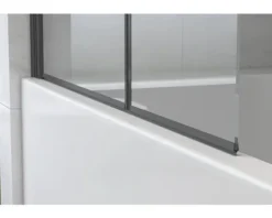 form&style Badewannenaufsatz 2-teilig DRENA 1120 x 1400 mm Klarglas Profilfarbe schwarz