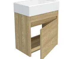 form&style Badmöbel-Set Avellino BxHxT 45 x 54 x 28 cm Frontfarbe holz-optik mit Waschtisch Keramik weiß