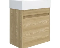 form&style Badmöbel-Set Avellino BxHxT 45 x 54 x 28 cm Frontfarbe holz-optik mit Waschtisch Keramik weiß