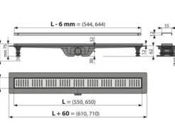 form&style Duschrinne REDONDA 550 x 62 mm Abflussleistung 28 l/min Rost edelstahl matt