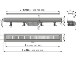 form&style Duschrinne REDONDA 650 x 62 mm Wandeinbau Abflussleistung 28 l/min Rost edelstahl