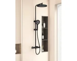 form&style Duschsäule inkl. Thermostat KUDA CoolTouch Verbrühschutz Easy Clean schwarz matt