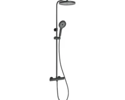 form&style Duschsäule inkl. Thermostat KUDA CoolTouch Verbrühschutz Easy Clean schwarz matt