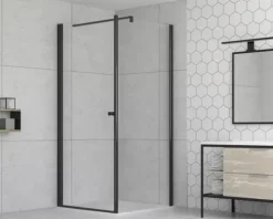 form&style Duschwand MODENA 100 x 195 cm Profil schwarz matt Klarglas schmutzabweisende Glasbeschichtung