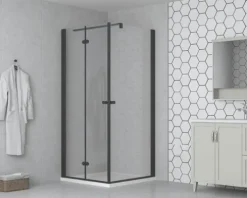 form&style Duschwand MODENA 100 x 195 cm Profil schwarz matt Klarglas schmutzabweisende Glasbeschichtung