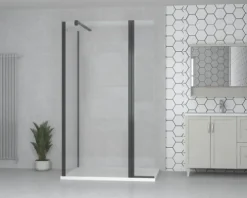 form&style Duschwand MODENA 100 x 195 cm Profil schwarz matt Klarglas schmutzabweisende Glasbeschichtung
