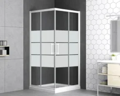 form&style Eckeinstieg SAMOA 80-90 cm Dekor Querstreifen Profilfarbe weiß
