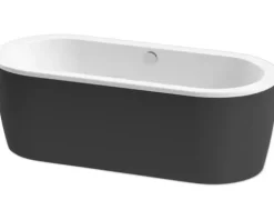 form&style Freistehende Badewanne SANSIBAR 80 x 180 cm Wanne weiß glänzend Schürze schwarz matt