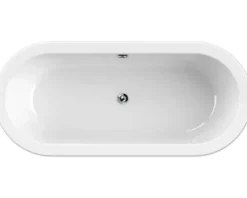form&style Freistehende Badewanne SANSIBAR 80 x 180 cm Wanne weiß glänzend Schürze schwarz matt