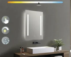 form&style LED-Spiegel FOUCHE 50 x 70 cm IP 44 mit Dimmfunktion und Lichtfarbeneinstellung