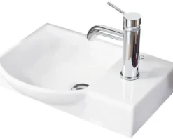 form&style Möbel-Waschtisch FELINA links 45 cm Keramik weiß ohne Armatur