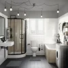 form&style Runddusche MOOREA black R550 90 x 90 cm Klarglas matt schwarz