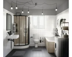 form&style Runddusche MOOREA black R550 90 x 90 cm Klarglas matt schwarz