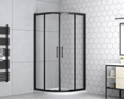 form&style Runddusche MOOREA black R550 90 x 90 cm Klarglas matt schwarz