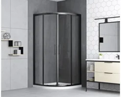 form&style Runddusche MOOREA black R550 90 x 90 cm Klarglas matt schwarz