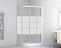 form&style Runddusche MOOREA R550 90 x 90 cm Dekor Querstreifen Profilfarbe weiß