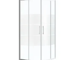 form&style Runddusche MOOREA R550 90 x 90 cm Dekor Querstreifen Profilfarbe weiß