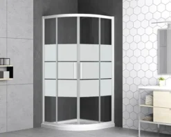 form&style Runddusche MOOREA R550 90 x 90 cm Dekor Querstreifen Profilfarbe weiß