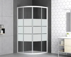 form&style Runddusche MOOREA R550 90 x 90 cm Dekor Querstreifen Profilfarbe weiß