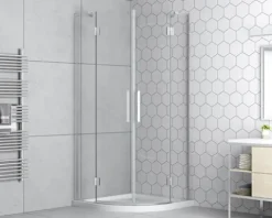 form&style Runddusche ROMALLO 90 x 90 x 195 cm Profil chrom Klarglas schmutzabweisende Glasbeschichtung