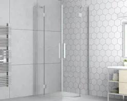 form&style Runddusche ROMALLO 90 x 90 x 195 cm Profil chrom Klarglas schmutzabweisende Glasbeschichtung
