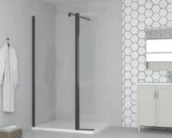 form&style Seitenwand MODENA 30 x 195 cm Profil schwarz matt Klarglas Reversibel schmutzabweisende Glasbeschichtung