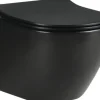 form&style Wand-WC Set SAMAR Tiefspüler ohne Spülrand kurz schwarz matt mit WC-Sitz und Turbo-Flush-Technologie