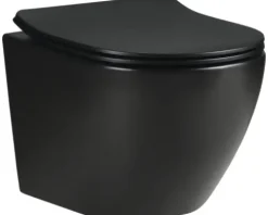 form&style Wand-WC Set SAMAR Tiefspüler ohne Spülrand kurz schwarz matt mit WC-Sitz und Turbo-Flush-Technologie