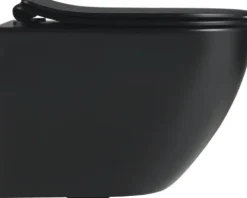 form&style Wand-WC Set SAMAR Tiefspüler ohne Spülrand kurz schwarz matt mit WC-Sitz und Turbo-Flush-Technologie