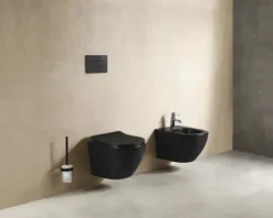 form&style Wand-WC Set SAMAR Tiefspüler ohne Spülrand kurz schwarz matt mit WC-Sitz und Turbo-Flush-Technologie