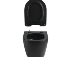 form&style Wand-WC Set SAMAR Tiefspüler ohne Spülrand kurz schwarz matt mit WC-Sitz und Turbo-Flush-Technologie