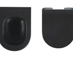 form&style Wand-WC Set SAMAR Tiefspüler ohne Spülrand kurz schwarz matt mit WC-Sitz und Turbo-Flush-Technologie