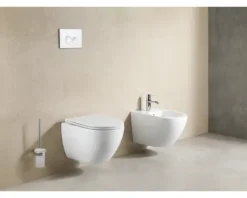 form&style Wand-WC Set SAMAR Tiefspüler ohne Spülrand weiß glänzend mit WC-Sitz und Turbo-Flush-Technologie