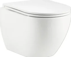form&style Wand-WC Set SAMAR Tiefspüler ohne Spülrand weiß glänzend mit WC-Sitz und Turbo-Flush-Technologie