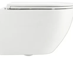 form&style Wand-WC Set SAMAR Tiefspüler ohne Spülrand weiß glänzend mit WC-Sitz und Turbo-Flush-Technologie