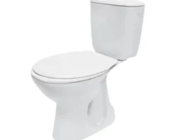 form&style WC-Kombination Set NEGOS Tiefspüler mit Spülrand Abgang senkrecht weiß glänzend mit WC-Sitz