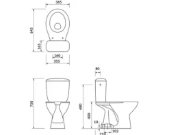 form&style WC-Kombination Set NEGOS Tiefspüler mit Spülrand Abgang senkrecht weiß glänzend mit WC-Sitz