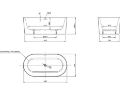 Freistehende Badewanne OTTOFOND Afinar 155 x 80 cm weiß 703964