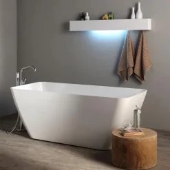 Freistehende rechteckige Badewanne aus Mineralguss | Paola