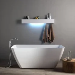 Freistehende rechteckige Badewanne aus Mineralguss | Paola