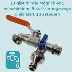 Garten Wasserhahn Kugelhahn 3/4 Doppelanschluss Außen Doppel Wasserhahn 3/4 Zoll Außenwasserhahn Doppelwasserhahn mit Schlauchanschluss