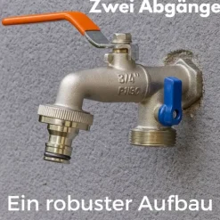Garten Wasserhahn Kugelhahn 1/2 Doppelanschluss Außen 1/2 Zoll Doppel Wasserhahn Außenwasserhahn Doppelwasserhahn mit Schlauchanschluss