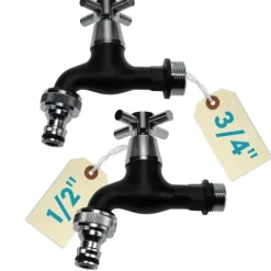 Garten Wasserhahn mit Schlauchanschluss 1/2 3/4 Kugelhahn Außen Wasserhahn Garten Schwarz Wasserhahn Auslaufhahn 1/2 Zoll 3/4 Zoll Außenwasserhahn