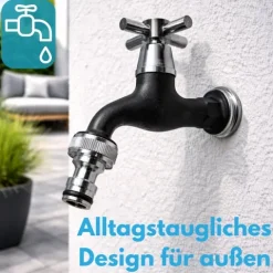 Garten Wasserhahn mit Schlauchanschluss 1/2 3/4 Kugelhahn Außen Wasserhahn Garten Schwarz Wasserhahn Auslaufhahn 1/2 Zoll 3/4 Zoll Außenwasserhahn